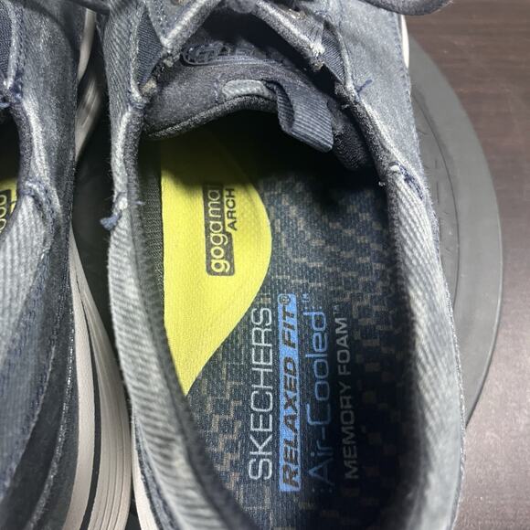 Skechers Mens Sz 10.5 Navy Blue Canvas Relaxed Fit Expended Kevan Oxfords Shoes - Picture 6 of 10